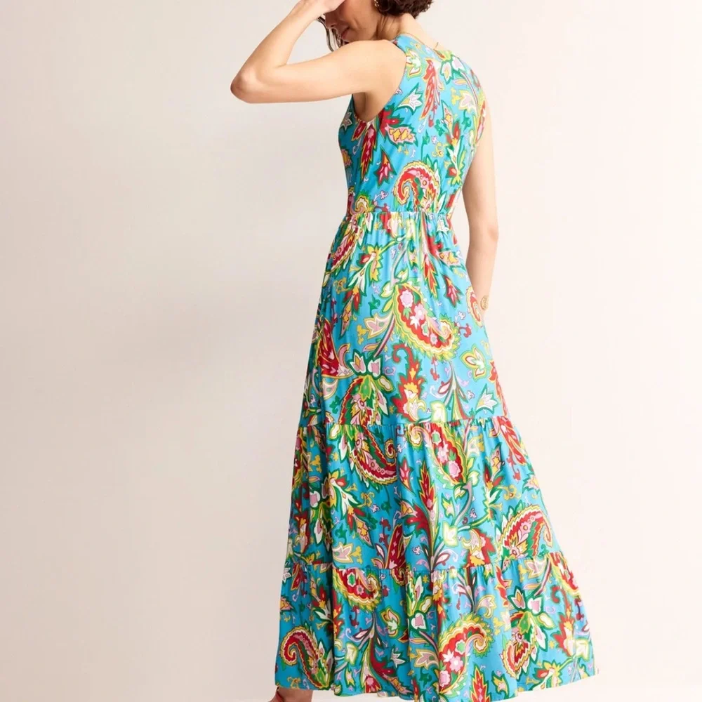 NWOT! Boden Blue Paisley Maxi Dress, Size 6 - Picture 4 of 9